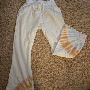 white victoria’s secret PINK tie-dye sweatpants